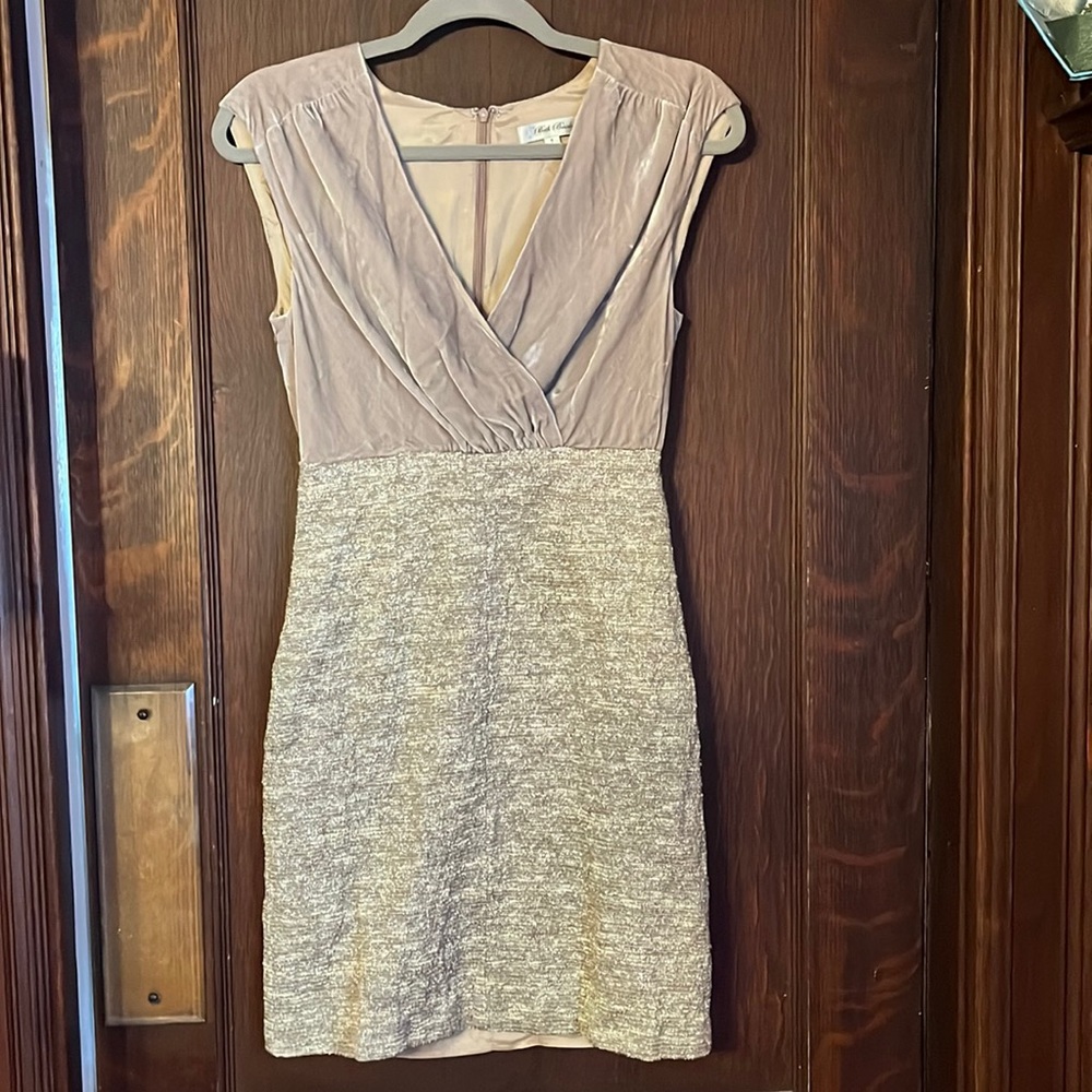 Perfect holiday dress, Beth Bowley grey velvet and sparkling tweed size 6